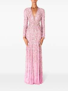 Superbes robes de soirée perlées à manches longues caftan marocain Robe de soirée musulmane Robes de bal - Product Image 5