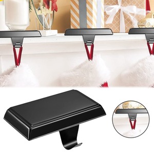 Árbol de calcetín de Navidad de Metal negro elegante moderno para chimenea Mantel Holiday Soporte de exhibición decorativo - Product Image 2