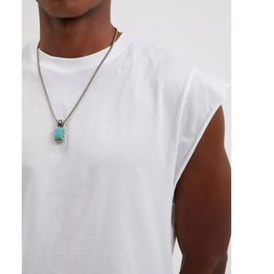 Camisetas deportivas OEM personalizadas de estilo urbano con borde sin rematar, corte holgado, cuello redondo, sin mangas, lisas, tipo muscle tee con corte. - Product Image 6