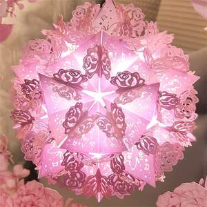 Lampe en papier découpé DIY, lumière de nuit ronde en papier découpé, hydrangea, boîte à lumière en papier, sculptures, lumière réglable, décoration de bureau - Product Image 2