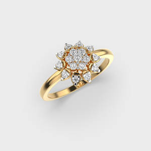Bague de fiançailles de style fleur en or massif 14 carats avec diamant rond de laboratoire cultivé, cadeau romantique pour femme pour mariage, fête ou anniversaire - Product Image 4