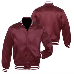 Satén de color personalizado último diseñador Varsity chaquetas Casual chaqueta de béisbol Letterman abrigo de seda Unisex Stand Collar - Product Image 3