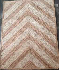 Tapis rectangulaire en jute et coton tressé, design floral moderne, écologique, antidérapant, adapté aux animaux domestiques, antibactérien, pour la maison et le camping - Product Image 1