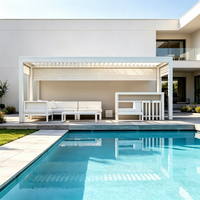 Pavillon moderne multi-scènes en alliage d'aluminium thermolaqué avec toit à persiennes, anti-corrosion, personnalisable pour jardin, terrasse, balcon