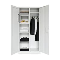 Armoire en acier à double porte avec miroir, armoire de rangement pour vestiaire avec serrure, organisateur de vêtements grande capacité pour le personnel