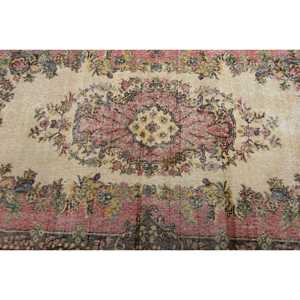 Vintage Area Rug 3.7x6.8 ft, Red <b>Brown</b> Patchwork Rug <b>Wool</b> - Product Image 5