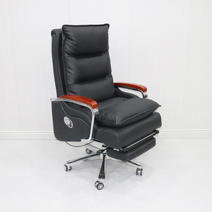 Silla Ergonómica Ejecutiva Moderna para Oficina con Reposapiés de Masaje Reclinable, Estructura de Acero Inoxidable, Ajuste Manual, Giratoria y con Elevación - Product Image 3