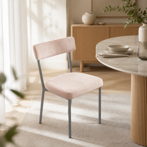 <strong>Blush</strong> <strong>Pink</strong> Velvet <strong>Dining</strong> <strong>Chair</strong> Upholstered With Metal Legs Modern Restaurant Home Kitchen Comfortable Accent Seating Dowell - Product Image 5