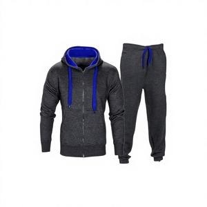 Conjunto Deportivo Casual para Hombre con Capucha, Top y Pantalón de Felpa con Contraste de Lavado Ácido, Cierre Completo de Corduroy, Tejido Suave y Cálido, Tallas Grandes - Product Image 1