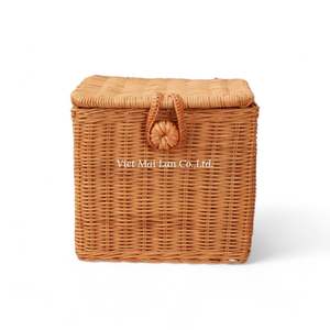 Caja de Almacenamiento de Ratán Hecha a Mano con Estilo Rústico para Almacenamiento y Decoración del Hogar - Product Image 1