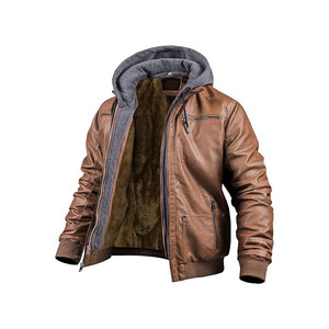 Men Leather <b>Jacket</b> Street Wear Men Leather <b>Jacket</b> Winter <b>Jacket</b> Solid Color - Product Image 4