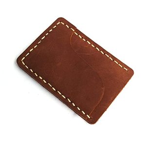 Cartera de cuero PU de gran tamaño minimalista hecha a mano, 3 ranuras para tarjetas, bolsillo frontal, Mini tarjetero ultrafino, logotipo personalizado de Metal - Product Image 2