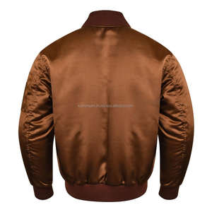 Blouson Bomber Homme Marron en Satin Écologique Fait Main, Fermeture Éclair, Décontracté, Multi-Poches, Style Streetwear – Vente Chaude pour Commandes en Gros - Product Image 3