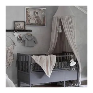 Attractive 2024 Bed Canopy Embroidered Baby Crib Beds & Furniture For Kids Room Bedroom Decoration Canopy Room Decoration Tent