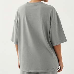 T-shirt Femme Streetwear Col Rond 100% Coton Léger Épaules Tombantes Appliques Respirant Écologique Séchage Rapide 220g - Product Image 4