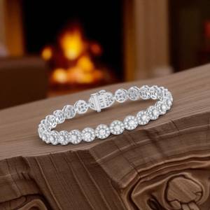 สร้อยข้อมือเพชรโมอิส6.50กะรัตประดับอัญมณีสีทองลายดอกไม้สุดหรูทำ925เงินสเตอร์ลิง - Product Image 1