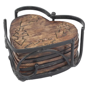 Breakfast Tabletop Coasters Centerpiece for Tea Cups Wooden <b>Kitchen</b> <b>Mats</b> Royal Round Coaster With Stand - Product Image 5