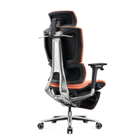 Fournisseur d'usine Foshan chaise de bureau en cuir véritable à dossier haut chaise d'ordinateur de direction ergonomique orange pour la maison