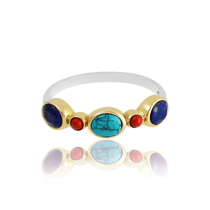 Joyería fina, piedras preciosas naturales, Plata de Ley 925 sólida, ónix verde, dos tonos, anillo de piedra múltiple, joyería - Product Image 4
