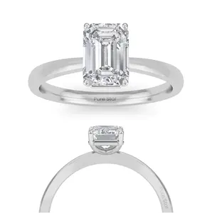 Fine jewelry Lab Grown Diamond Wedding 1.00 CT Emerald Cut Engagement Ring 10K 14K 18K Gold