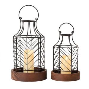 Portavelas de metal y madera de diseño antiguo con juego de 3 formas y tamaños personalizados disponibles al mejor precio excelente portavelas - Product Image 6