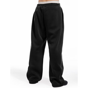 Pantalon en molleton pour homme en tissu 100% coton, lavé, respirant, couleur unie, séchage rapide, taille à cordon, ample, pantalon de survêtement pour homme - Product Image 2