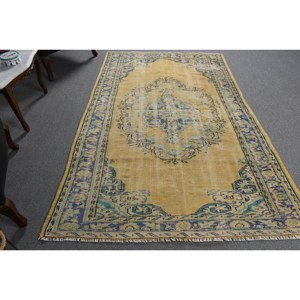 พรมตุรกีวินเทจสีเบจสีฟ้า5.2x7.6ฟุตคลาสสิกขนาดใหญ่ผ้าขนสัตว์ผ้าขนสัตว์สี่เหลี่ยมเย็บปะติดปะต่อกันสำหรับห้องโถงห้องพรม - Product Image 3