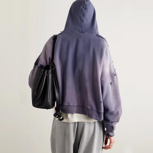 Sweat à capuche oversize pour homme hiver 2025, poches effet usé, molleton de coton épais, pull streetwear vintage, lavage monkey - Product Image 6