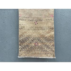 1.4x2.1 ft Rug, Turkish Rug, Vintage <b>Brown</b> <b>Wool</b> Southwestern Rug - Product Image 1