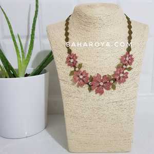 İğne oyasıbahçe çiçeği kolye somon สร้อยคอลูกปัดแฟชั่น - Product Image 1