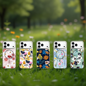 Funda Magnética para Teléfono Móvil con Diseño Floral IP15, Sublimable, de TPU+PC, con Soporte para Teléfono y Protección Anticaídas - Product Image 2