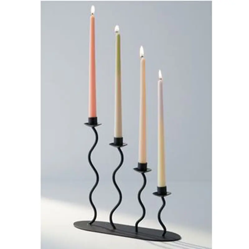 Affordable Wholesale Iron 4 Candle Holder Curved Design on Base Black Creepy Halloween Table Decoration Accessories Quantity