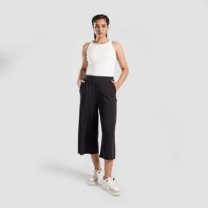 Culottes décontractées d'été sans limites, taille haute, respirantes, noires - Product Image 4