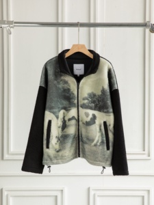 OEM Custom <b>Men's</b> Stand Fleece Warm Coat Zip up <b>Pullover</b> <b>Mens</b> Sherpa Fleece Jacket - Product Image 2