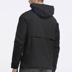 Chaqueta anorak de manga larga con capucha y cremallera para hombre, chaqueta cortavientos de nailon interno con cordón adjunto para hombre - Product Image 4