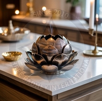 Porte-encens Lotus métallique brillant Maison et cadeau de luxe