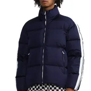 Veste d'hiver pour homme de haute qualité à bas prix, doudoune matelassée à fermeture éclair, veste oversize pour homme, veste à bulles de couleur unie - Product Image 1