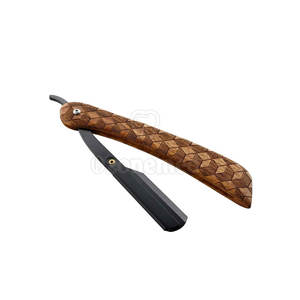 Rasoir droit réutilisable de haute précision avec lame en acier inoxydable durable et manche en bois avec support de rasoir pour une peau lisse - Product Image 1