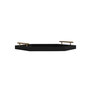 Bois noir enduit en gros résine manguier bois plateau de service avec poignée en métal hôtels maison nourriture plateau de service vente chaude meilleur - Product Image 1