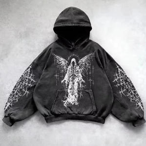 เสื้อฮู้ดดี้กราฟิกโลโก้ขายส่ง สไตล์สตรีทแวร์ ทรงโอเวอร์ไซส์ ผ้าหนา ล้างสีแบบแอซิดวอช ทรงครอป ทรงบ็อกซี่ สำหรับผู้ชายและผู้หญิง - Product Image 3