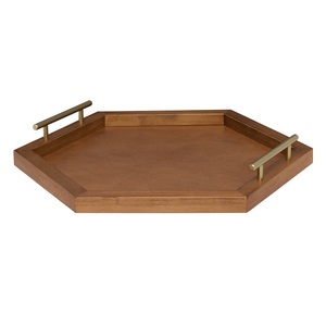 High Quality Handmade Wood Serving Tray with Metal Handles Modern Design Handmade Serving Tray for Living Room Bulk Purchase - Product Image 4