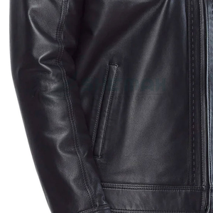 แจ็กเก็ตหนังแท้สำหรับผู้ชายด้านในที่อบอุ่นมีซิปปิดด้านนอกทนทานเพรียวบางเหมาะสำหรับกิจกรรมลำลองหรือขี่มอเตอร์ไซค์ - Product Image 4