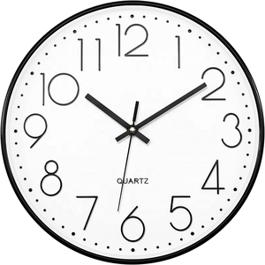 Infinity Time 12Inch Battery Operated Round Silent Wall <strong>Clock</strong> For Bedroom Home Office Quartz Quiet Plastic Wall <strong>Clock</strong>