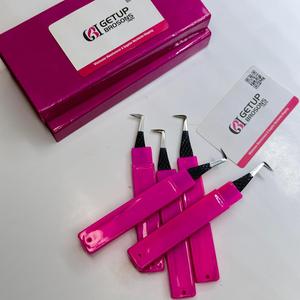 Pince à épiler GETUP BROSONS IMPEX 90 degrés en acier inoxydable avec revêtement noir, outil de précision pour cils, emballage boîte - Product Image 2