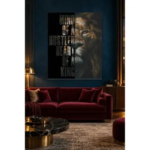 Impression sur toile de Fida Brown Lion et texte « Heart of a King » - Product Image 1
