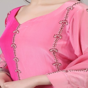 Elegant Women Style 3pc Palazzo Suit Set 3 shades Pink with <b>Beads</b> Sequence <b>Thread</b> work Traditional Look With Style - Product Image 6