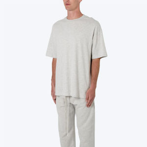 T-shirt à manches courtes à col rond en coton de lin lourd japonais de couleur unie pour hommes de haute qualité - Product Image 2