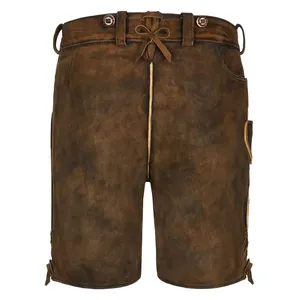 Shorts de basket-ball vintage lavés, nouvelle conception, vente en gros 2026, shorts décontractés pour hommes, Lederhosen bavarois, marron - Product Image 2