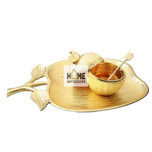 Bols à joints de luxe polis et dorés 3 en 1 avec anneau poignée solide pour bol vaisselle de table fourniture de pièce maîtresse - Product Image 2