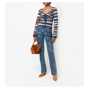 Pantalones Vaqueros de Mezclilla de Pierna Recta y Cintura Alta para Mujer, Estilo Cargo, Ropa Casual, Cómodos - Product Image 2